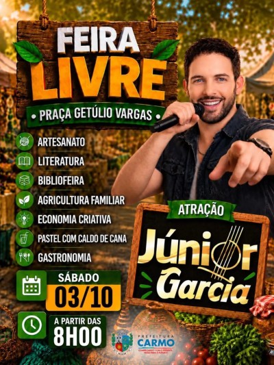 A Prefeitura Municipal de Carmo, por meio da Secretaria Municipal de Cultura e Turismo, convida toda