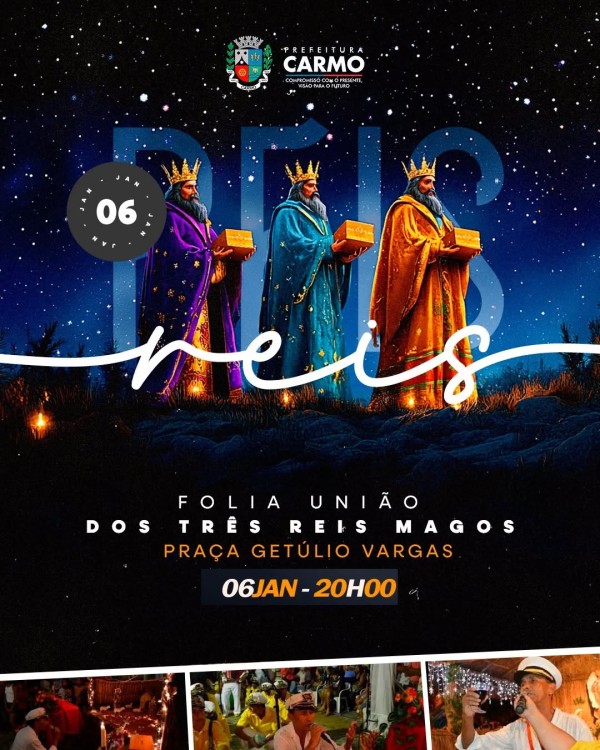 Hoje &eacute; dia de folia, f&eacute; e tradi&ccedil;&atilde;o em Carmo. A Prefeitura Municipal de Carmo, por meio da Secretaria