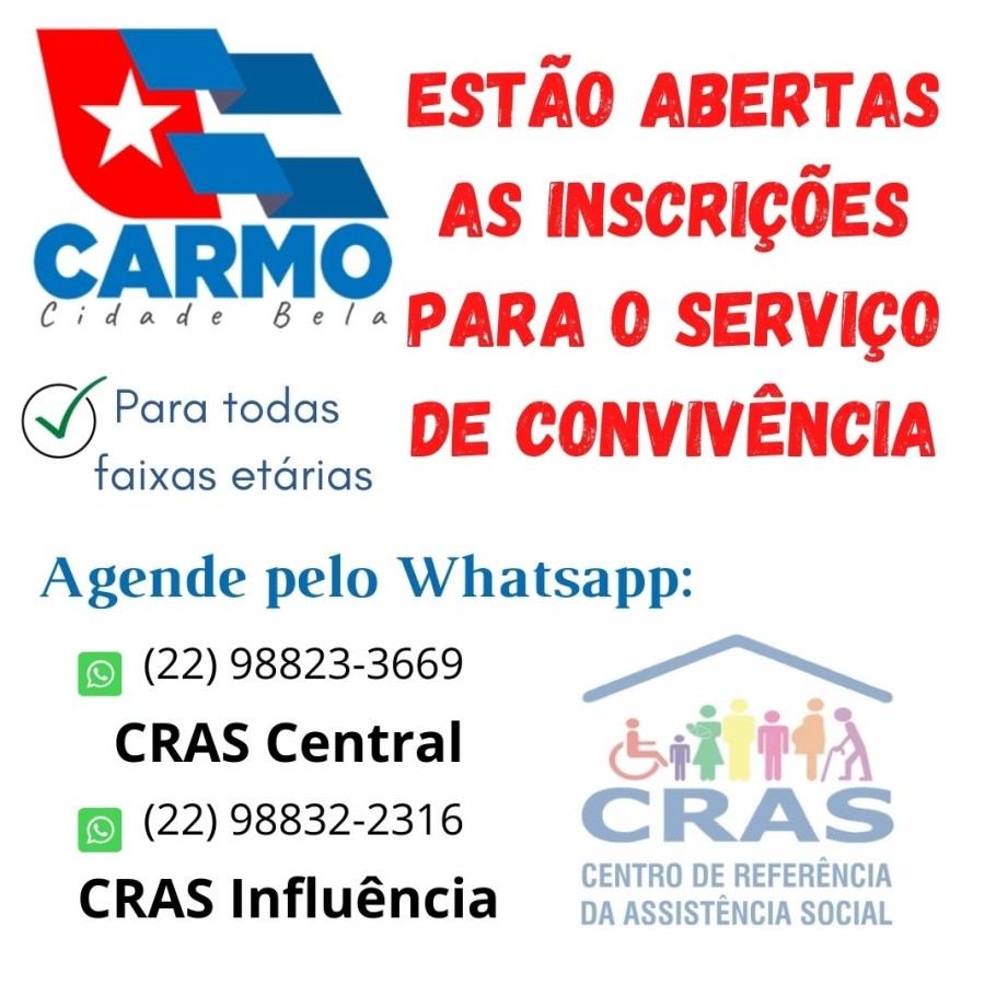 As inscrições para o Serviço de Convivência estão abertas e a equipe do CRAS está esperando por você!