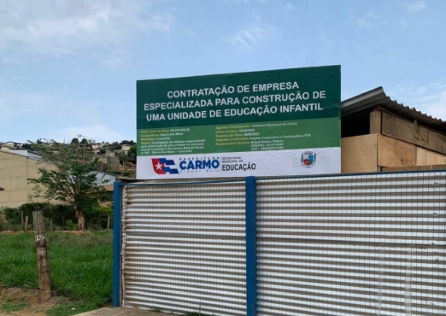 022 - Obra de construção de uma unidade de educação infantil, localizada na Rua Isaura Maia de Souza, nº360, Bairro Ave Maria