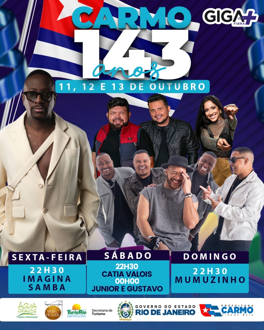 Programação da festa de aniversário de Carmo-RJ