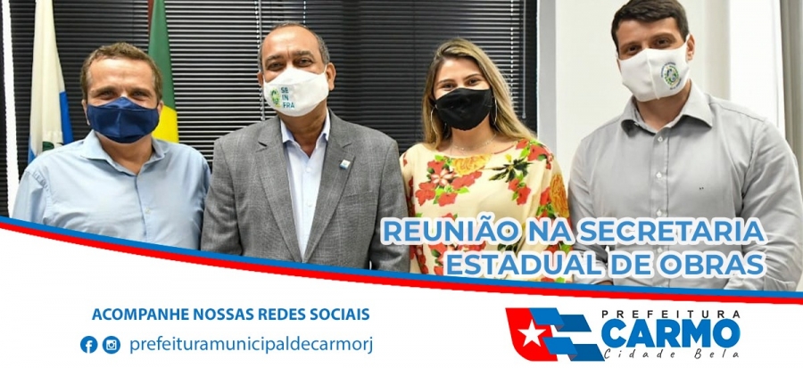 O Prefeito Municipal de Carmo RJ, Sérgio Soares, juntamente com a Secretária Municipal de Obras de Carmo RJ, Dra. Letícia Silva Corrêa, foram recebidos na Secretaria de Estado de Obras Governo RJ.