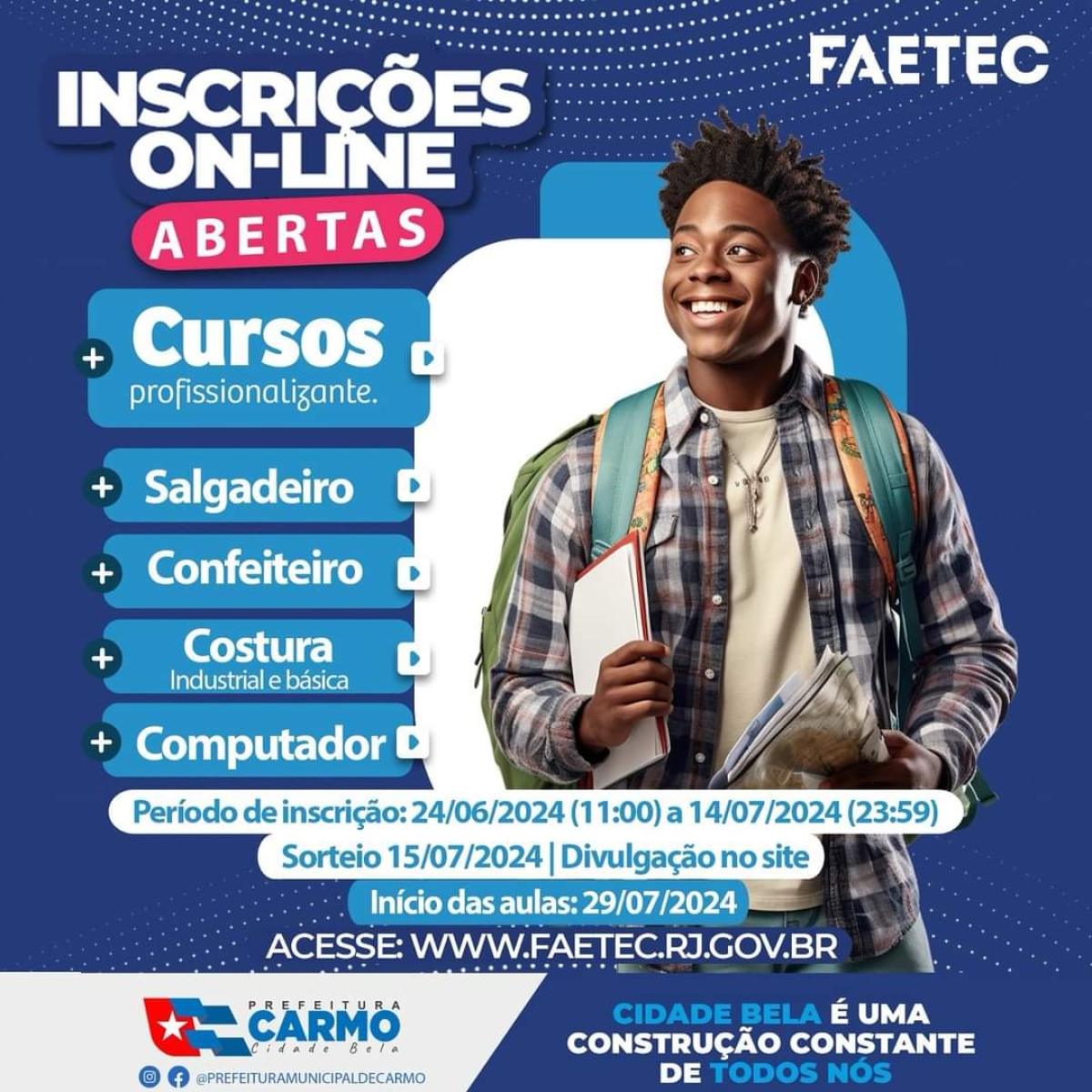 FAETC. Inscrições online abertas