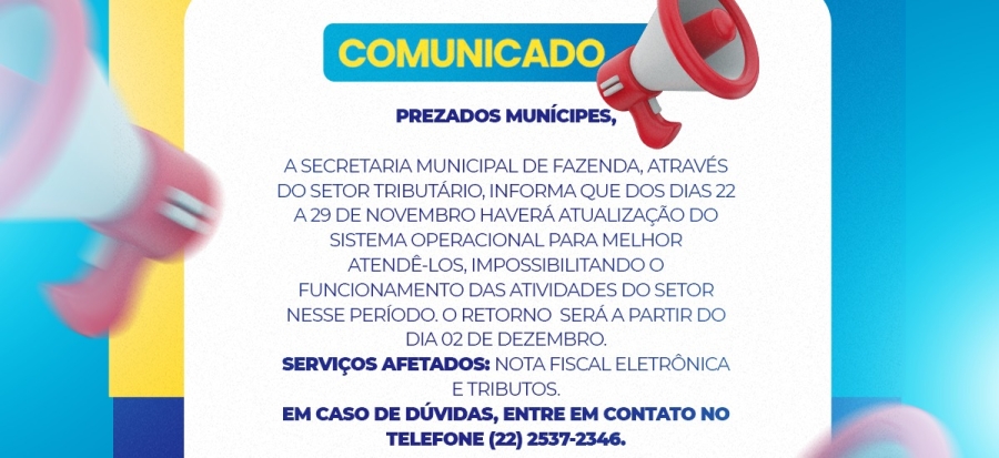 Comunicado da Secretaria de Fazenda