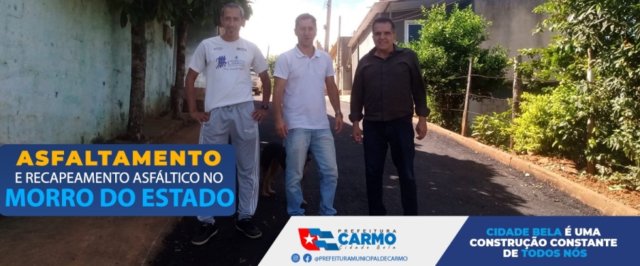 Asfaltamento e recapeamento asfáltico no Morro do Estado