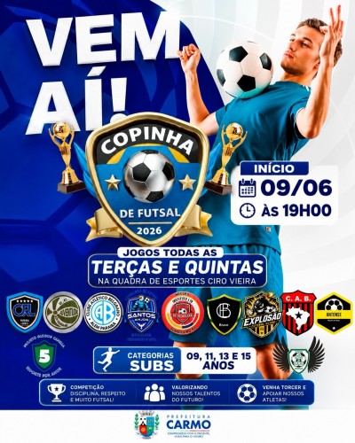 VAI COME&Ccedil;AR A COPINHA DE FUTSAL 2026! Amanh&atilde; daremos o pontap&eacute; inicial em mais uma grande competi&ccedil;&atilde;o