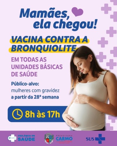 Aten&ccedil;&atilde;o futuras Mam&atilde;es! 💜 A vacina contra a bronquiolite j&aacute; est&aacute; dispon&iacute;vel em todas as Estrat&eacute;gias 