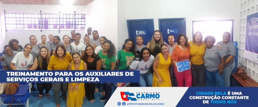 Treinamento para os Auxiliadores de Serviços Gerais e Limpeza.