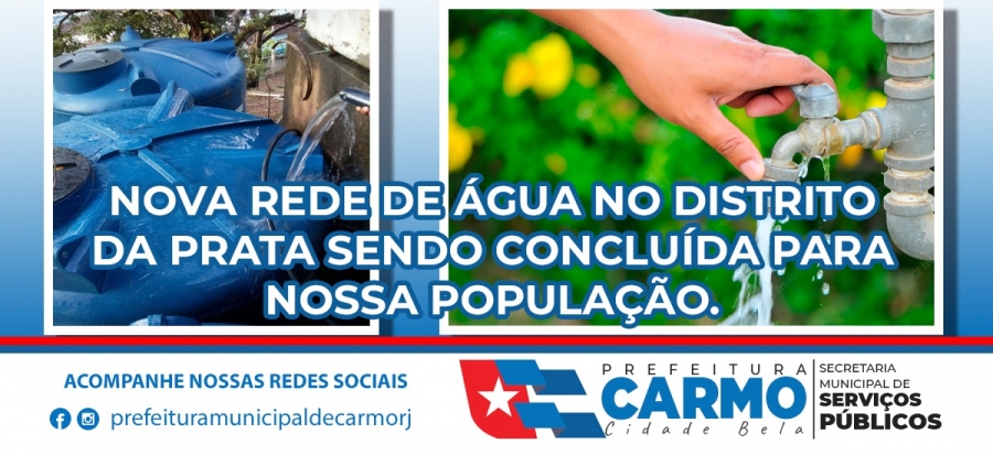 Prefeitura Municipal de Carmo-RJ, atrav&eacute;s da Secretaria de Servi&ccedil;o P&uacute;blico dando continuidade a instala&ccedil;&atilde;o de nova rede de &aacute;gua.