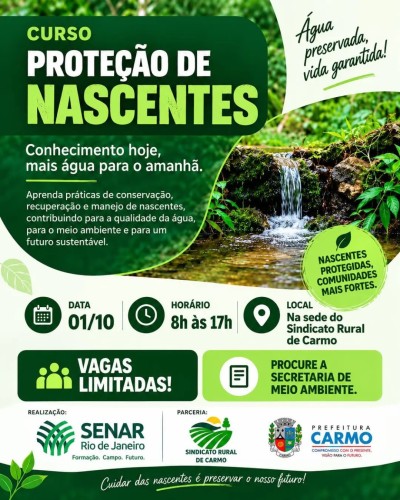 ⚠️Nova Data devido as condições do tempo! A Prefeitura Municipal de Carmo, por meio da Secretaria Mu
