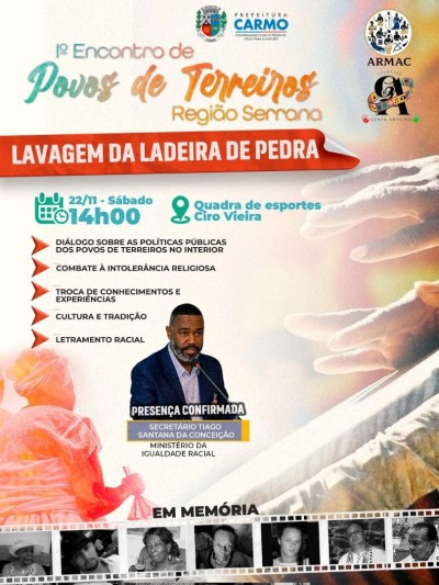 A Associação de Religiões de Matrizes Africanas de Carmo, o Coletivo Gente Arteira e a Prefeitura Mu