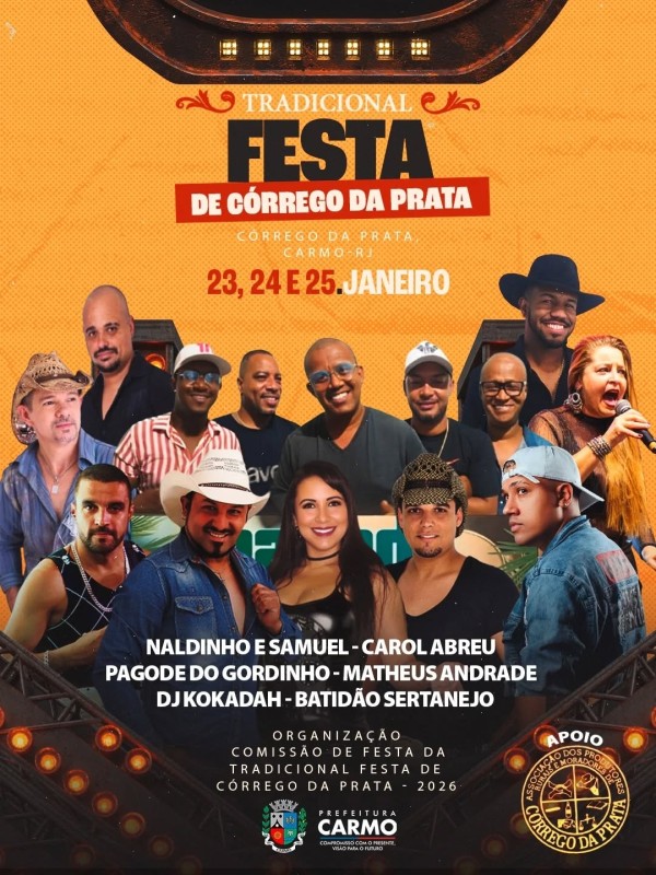 A Comiss&atilde;o de Festa da Tradicional Festa de C&oacute;rrego da Prata 2026, com apoio da APRUMCOP e da Prefei