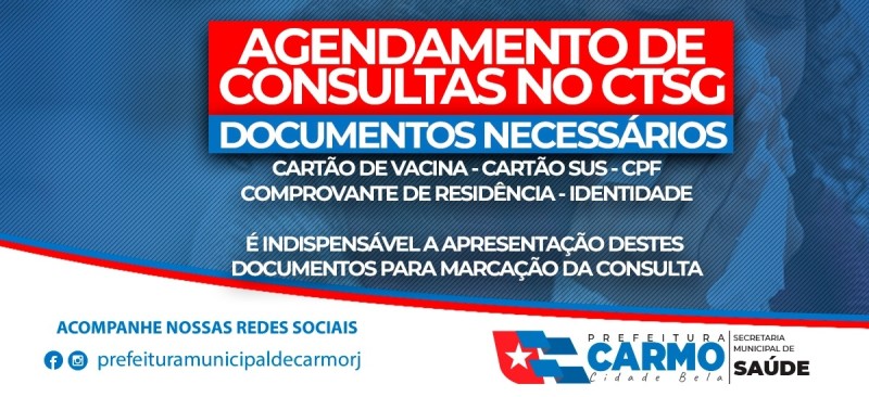 O Centro de Triagem (CTSG) do Município de Carmo-RJ informa.